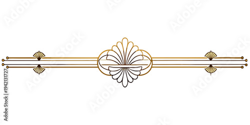 Elegant gold Art Deco divider with shell motif, vector