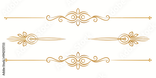 Set of elegant gold decorative dividers, vector