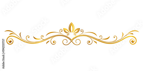 Elegant golden floral divider, vector