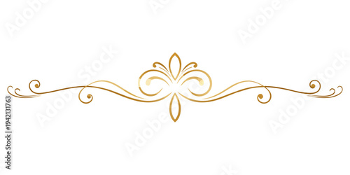 Elegant golden calligraphic flourish divider ornament, vector