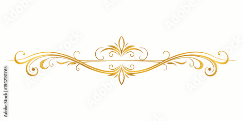 Elegant gold floral divider and ornate filigree scrollwork, vector