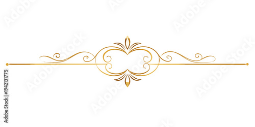 Elegant golden ornamental divider with floral swirls, vector