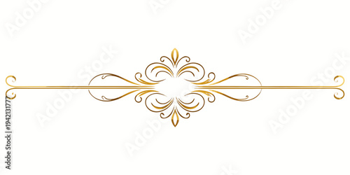 Elegant golden ornamental divider and decorative flourish, vector