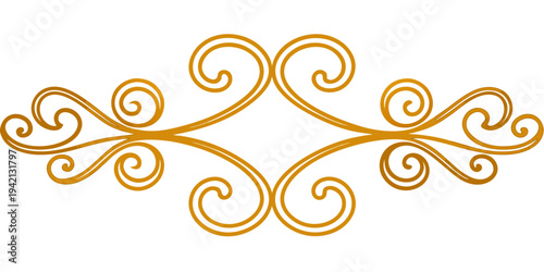 Elegant golden scrollwork flourish design element, vector