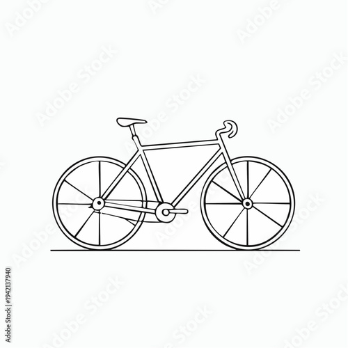 Simple Line Drawing of a Bicycle.