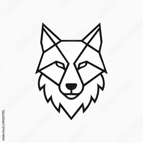 Geometric Wolf Head Line Art Illustration.
