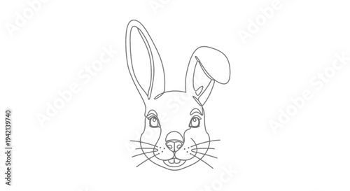 Adorable rabbit face line art illustration