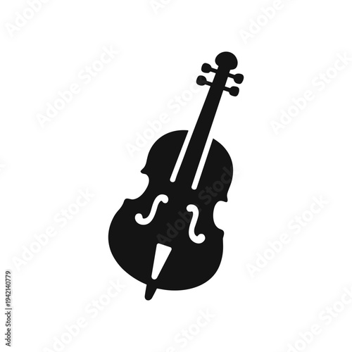 Violin Classical Music Instrument Icon for Orchestra and Performance - Solid Black Icon Set Vector Illustration