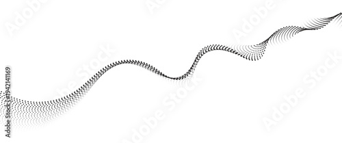 Flowing Dot Wave halftone gradient pattern on transparent background
