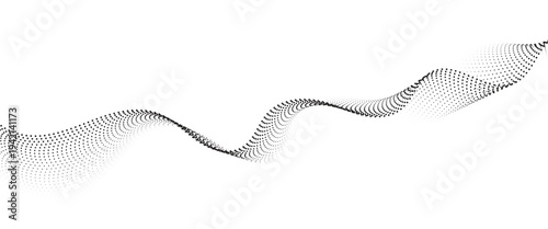 Flowing Dot Wave halftone gradient pattern on transparent background
