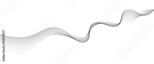 Flowing Dot Wave halftone gradient pattern on transparent background
