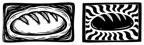 Bread of life and holy host symbols in woodcut style