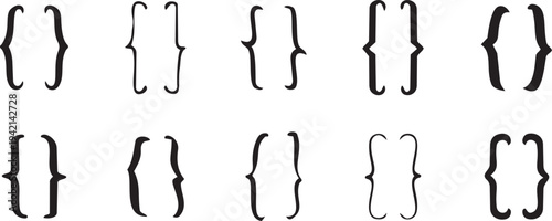 Curly Braces Pattern: A neat arrangement of stylized curly braces, perfect for adding a touch of mathematical or coding flair to any design or project.