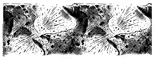 Blacksmith anvils with sparks in detailed vintage engraving sketch style