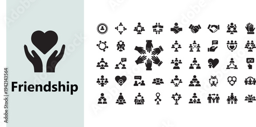 friendship community people icon set vector illustration