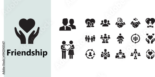 friendship care love relationship icon set vector illustration