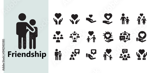 friendship relationship social icon set vector illustration