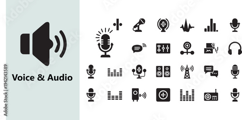 voice sound microphone audio icon set vector illustration