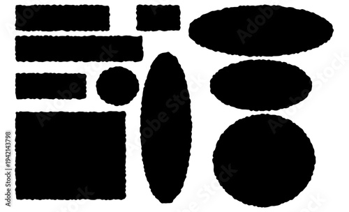 Abstract Organic Hand-Drawn Black Shapes Collection—Minimalist Rough-Edged Geometric Silhouettes for Modern Graphic Design.