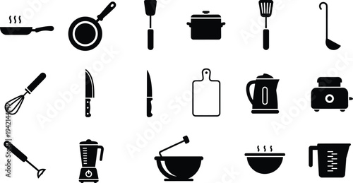 Kitchen utensils and tools icons