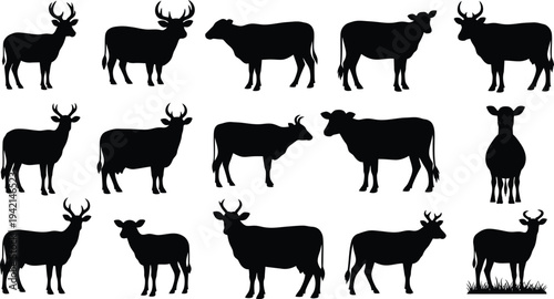 Collection of deer and antelope silhouettes