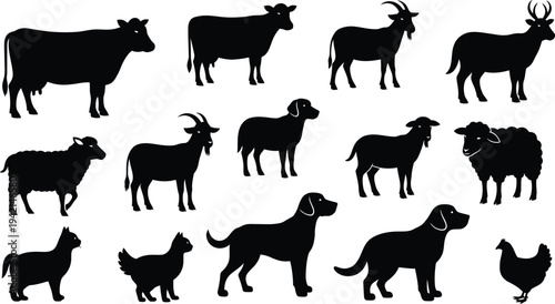 Collection of animal silhouettes featuring mammals and birds