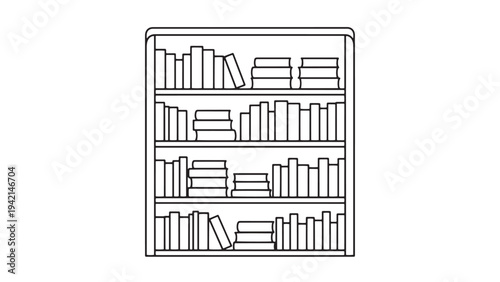 Bookshelf with Organized Books Icon for Library Education Knowledge Storage and Academic Study Concept Vector Illustration
