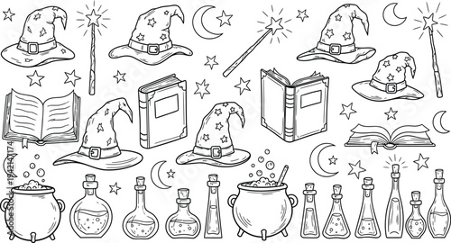 Whimsical wizardry a collection of magical items and symbols