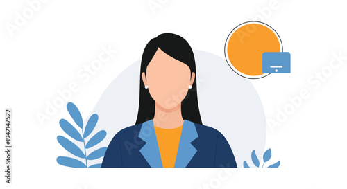 Professional Businesswoman Portrait Corporate Employee Profile Flat Vector Illustration