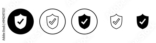 Shield check mark icon vector. Protection approve sign. Insurance icon