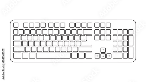 Computer Keyboard Illustration Representing Typing Input Device for Office Technology and Digital Communication