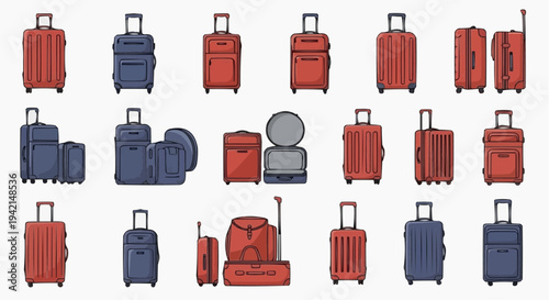 A Collection of Stylish Suitcases of Various Sizes and Colors 