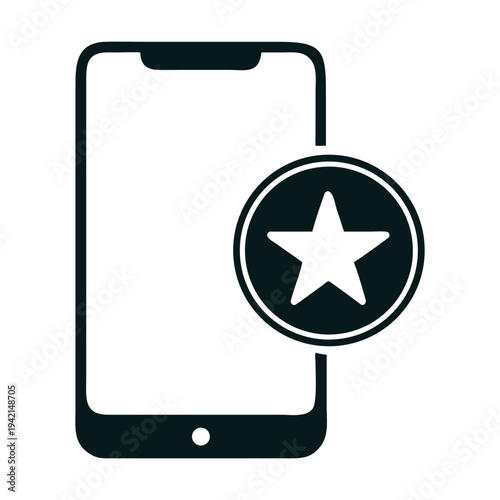 Smartphone with star icon on screen isolated on symbolizes favorite, bookmark, or rating feature in mobile app
