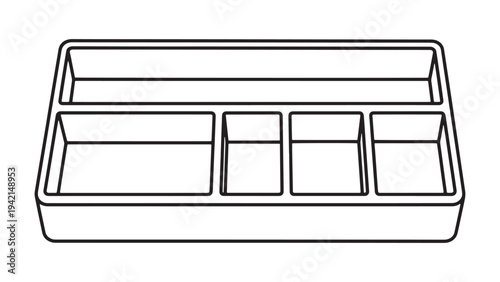 Cash Register Drawer Illustration Showing Currency Compartments for Retail Point of Sale and Payment Systems