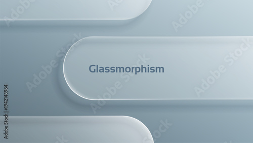Liquid glass morphism background with rounded translucent panels. Abstract frosted layers for ui design interface. Modern digital graphic element for web layout and presentation template.