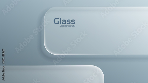 Liquid glass morphism vector background with translucent overlay panel. Modern UI frost effect for web design. Minimalist abstract blurred card shape with soft shadows and light reflection.