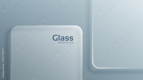 Liquid glass morphism background with frosted semi-transparent layered squares. Abstract UI design interface element with soft depth and blur effect for modern digital graphic layout.