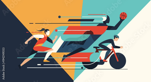 Dynamic illustration of diverse athletes in various sports activities.