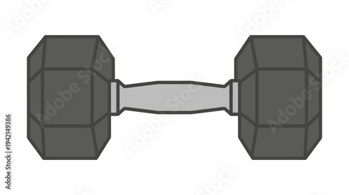 Minimal flat vector outline illustration of a dumbbell, simple gym equipment icon, clean line art, limited solid colors