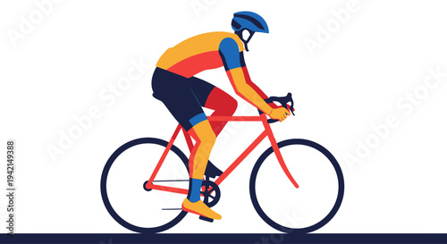 Professional Cyclist in Action on a Road Bike.