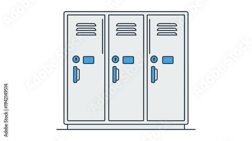 Minimal outline vector of a gym locker, fitness facility equipment concept, simple flat design, clean lines, limited solid colors