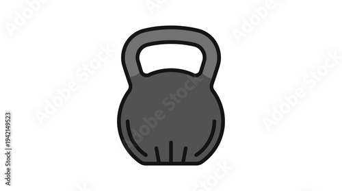 Minimal outline vector of a kettlebell, strength training equipment, simple flat design, clean line art, limited solid colors