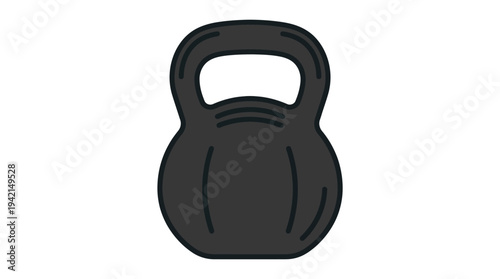 Minimal outline vector of a kettlebell, strength training equipment, simple flat design, clean line art, limited solid colors