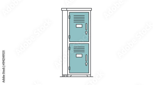 Minimal outline vector of a gym locker, fitness facility equipment concept, simple flat design, clean lines, limited solid colors