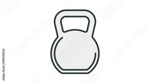 Minimal outline vector of a kettlebell, strength training equipment, simple flat design, clean line art, limited solid colors