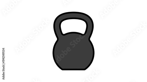 Minimal outline vector of a kettlebell, strength training equipment, simple flat design, clean line art, limited solid colors