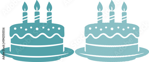 Two Teal Birthday Cakes with Candles and White Decorations