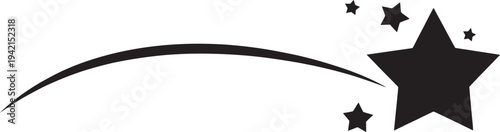 Graphic design element featuring a sweeping curve and scattered stars isolated on transparent background