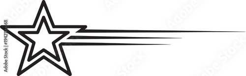 Speedy stylized star with speed lines indicating motion and achievement isolated on transparent background