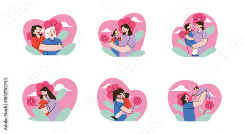Mother’s Day Mom and Kids Illustration Collection